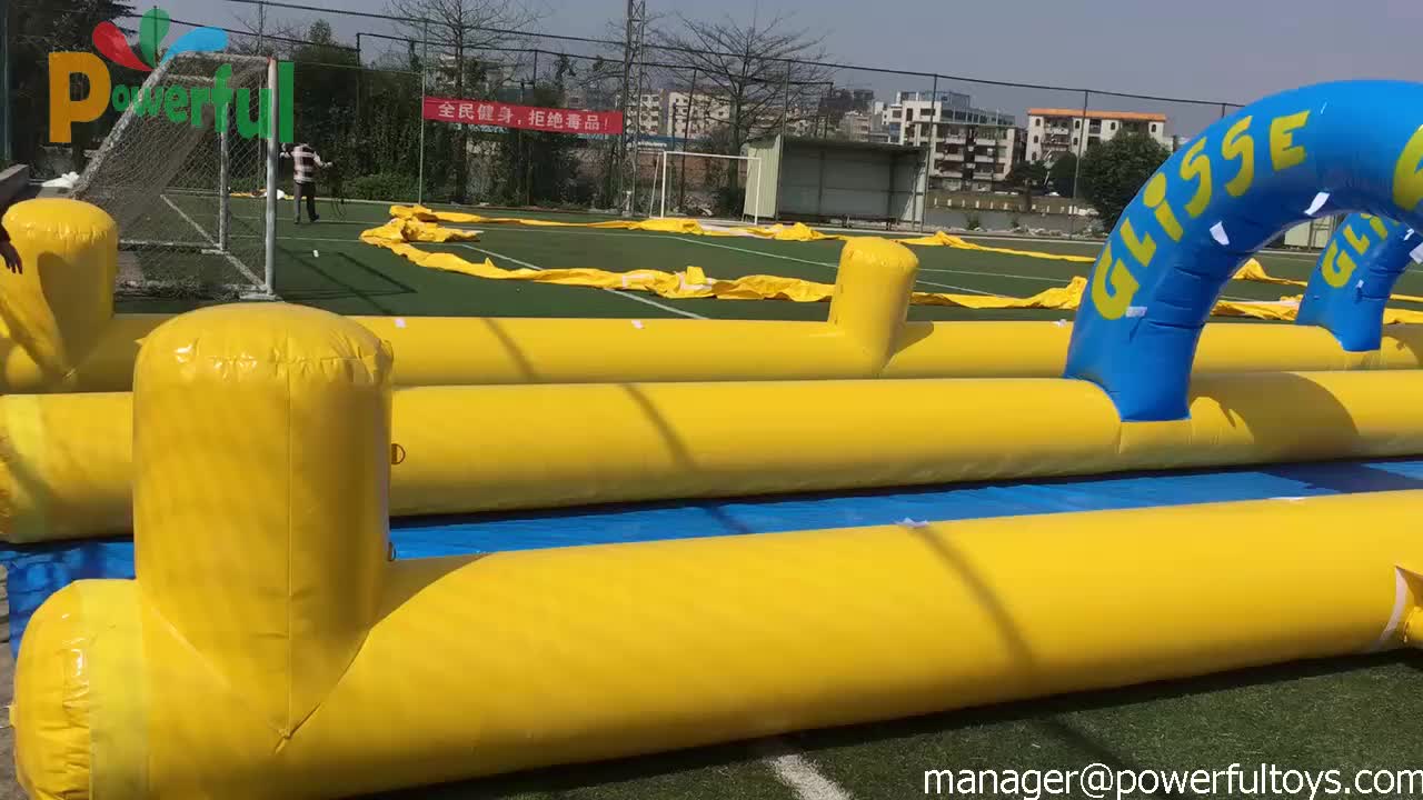 inflatable double slip and slide with pool