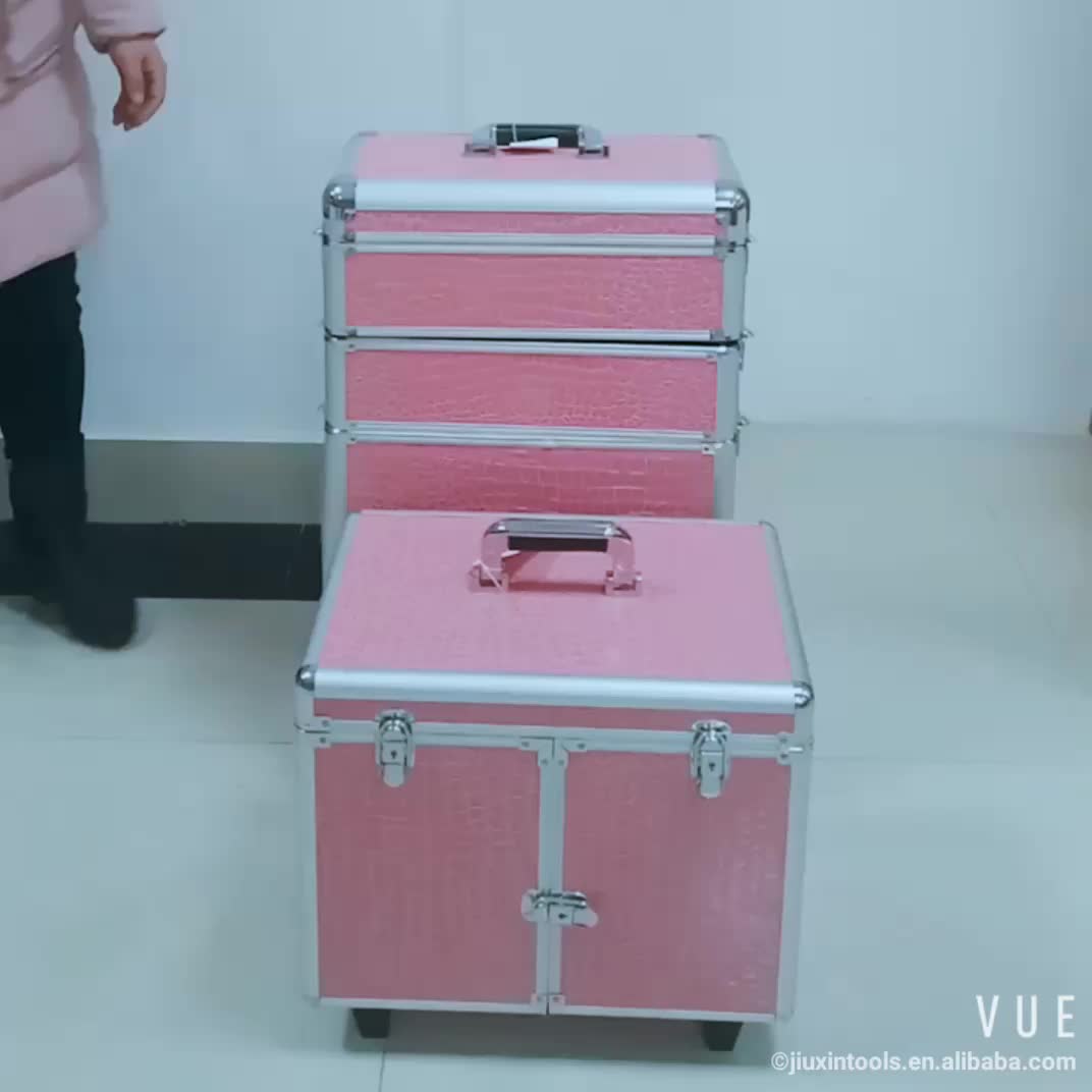 medium pink aluminium vanity case