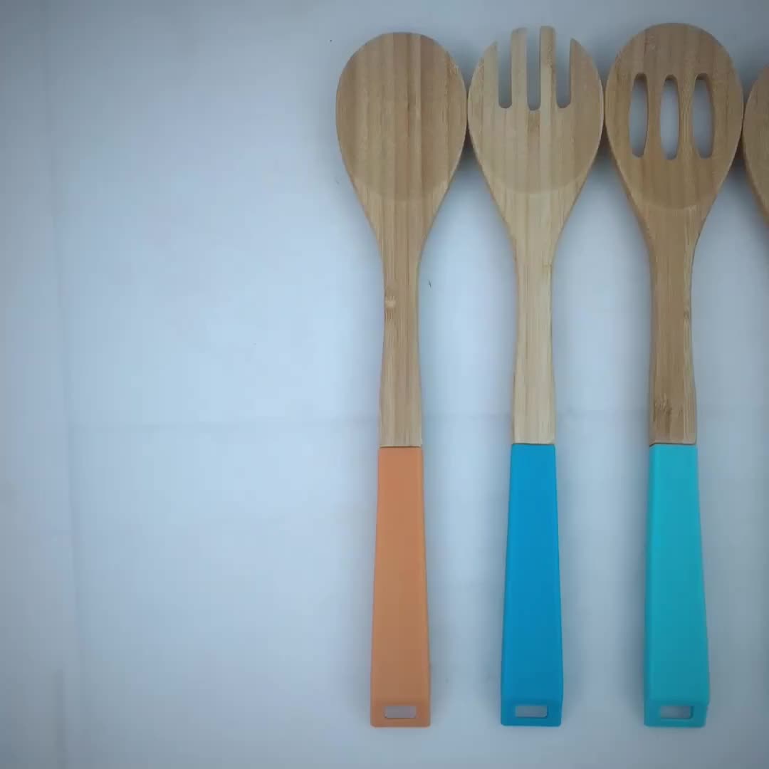silicone spoons with wooden handles