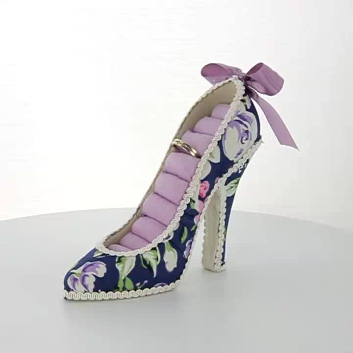 Wholesale Pink Flower High Heel Shoe Shaped Ring Display Stand Holders