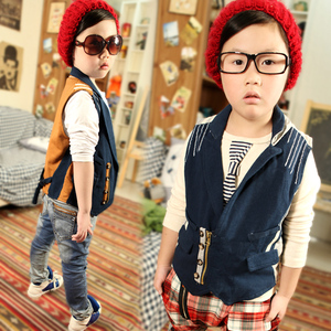 2013春装韩版 帅气拼接儿童宝宝<em>男童装马甲</em>/马