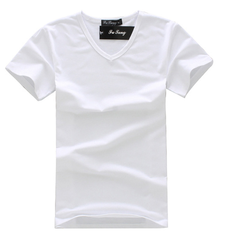 男装 夏季<em>男士短裤</em> 纯色全棉<em>衣服</em> V领白色打底