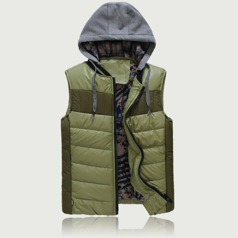 2013新款日韩休闲可拆帽<em>棉背心</em> <em>年轻</em>时尚拼接