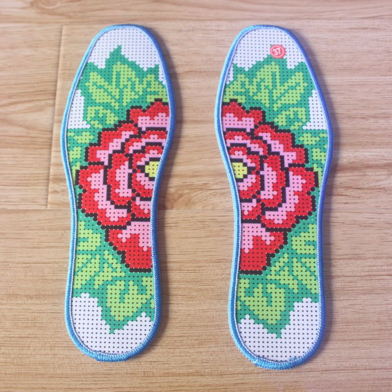 满绣2014新款印花<em>十字绣鞋垫</em>纯手工<em>十字绣鞋</em>