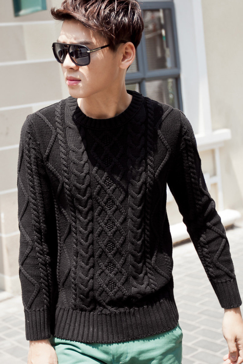 美特斯邦威版2013冬季新款<em>韩版</em>男士<em>厚毛衣</em>圆