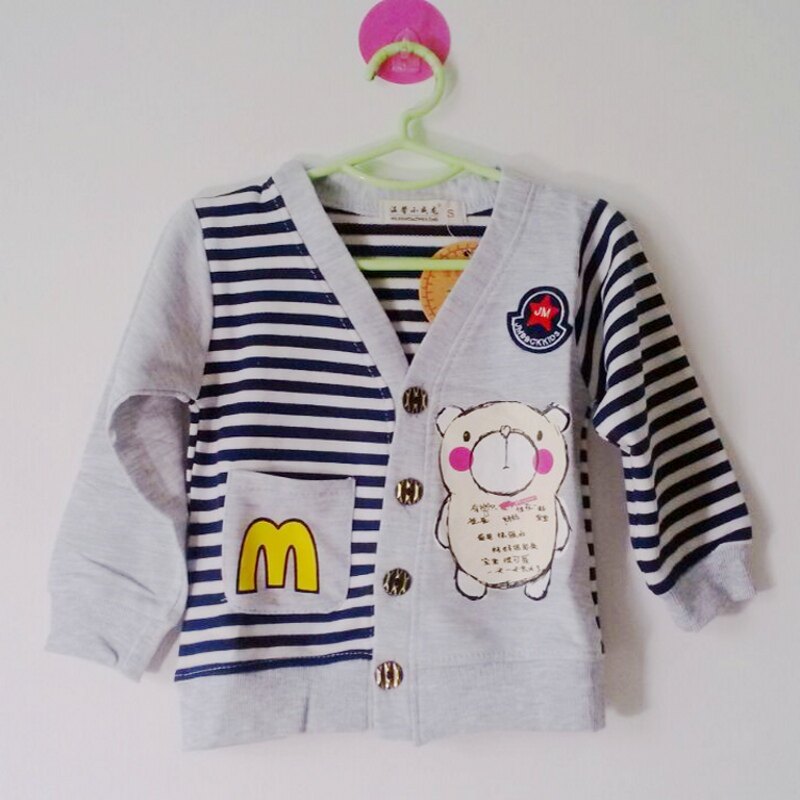 韩版童装V领<em>条纹</em>单排扣薄款男童<em>小开衫男宝宝</em>