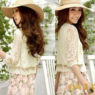 韩版短款蕾丝小披肩 女士薄百搭外搭<em>开衫</em> <em>配长</em>