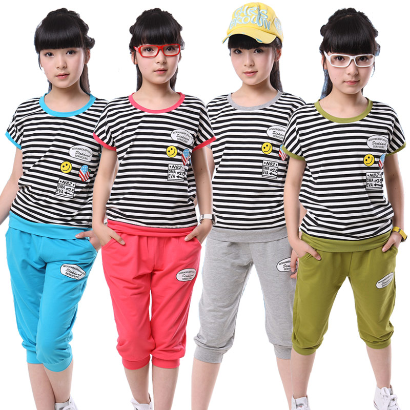 8-9岁10女童夏装短袖运动服套装少女大童夏季
