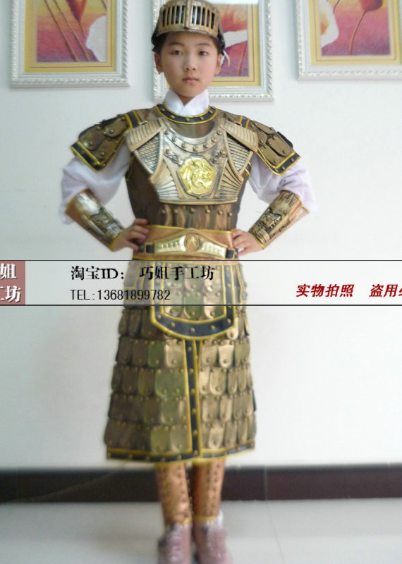 儿童女将军花木兰表演服装*小将军古代小盔甲