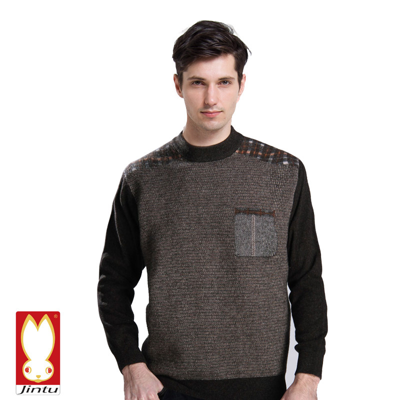 金兔2013秋冬新款中年<em>男士羊毛</em>衫<em>加厚圆领毛</em>