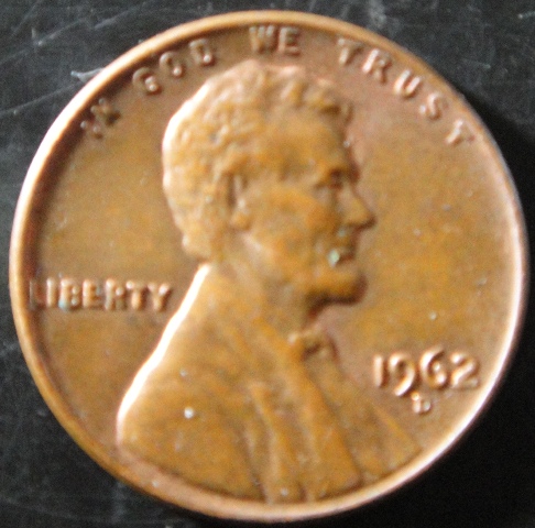 美国1962年1美分硬币(美国总统林肯头像,背面