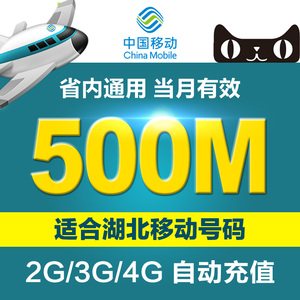 湖北移动流量充值500M省内通用手机流量包流