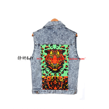 夹搭配_2013春夏新款 欧美风后背老虎<em>豹纹牛</em>