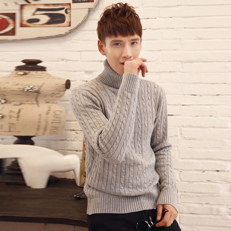 保暖<em>冬季加厚毛衣</em>男高领套头麻花青少年羊毛衫