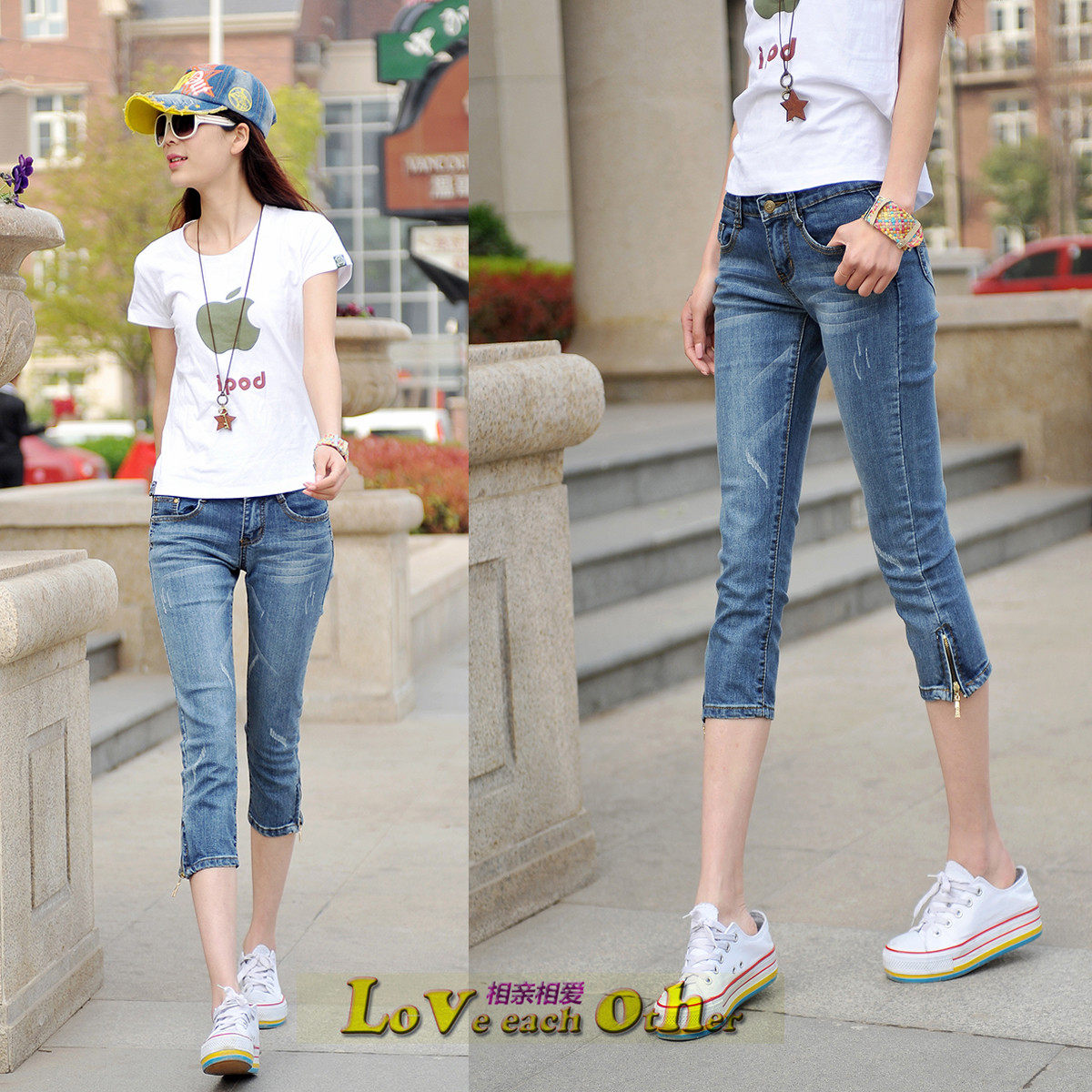 夏<em>牛仔</em>裤 <em>牛仔马裤 女</em> 裤<em>韩版</em>弹力紧身七分裤复