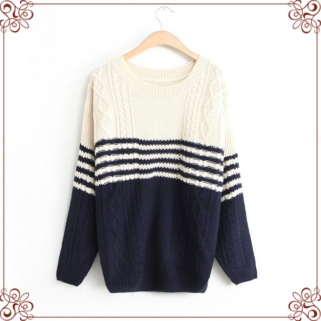 日单<em>复古</em>森女英伦学院风撞色条纹菱形<em>麻花编织</em>