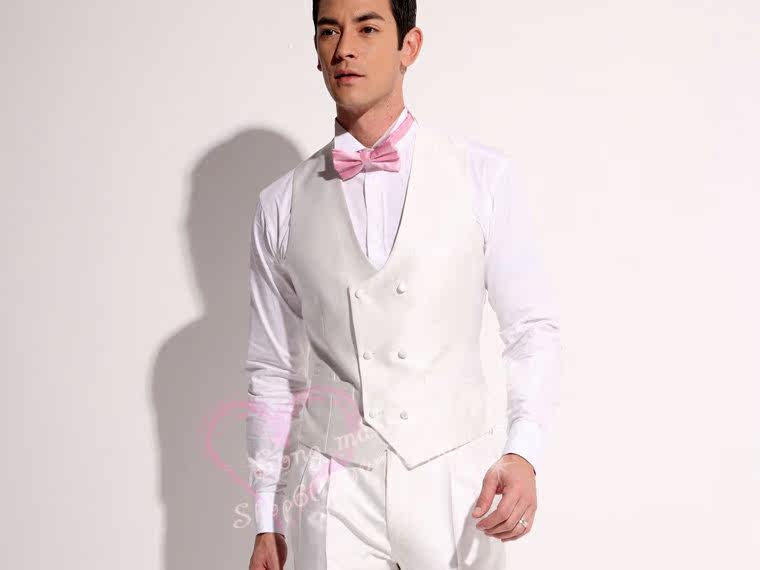 男式<em>男士</em>西装银白色<em>双排扣马甲</em>M019背心/<em>马甲</em>