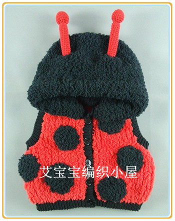 瓢虫<em>马甲编织</em>小屋毛衣<em>完美叶子</em>粗<em>毛线</em>长绒绒满