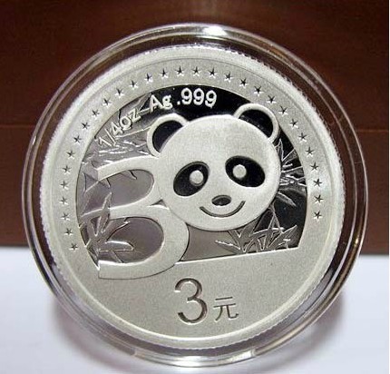 中国熊猫金币发行30周年纪念银币1\/4盎司 熊猫