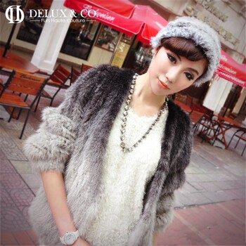 皮草外套搭配_Deluxco<em>多伦</em> 水貂编织渐变皮草