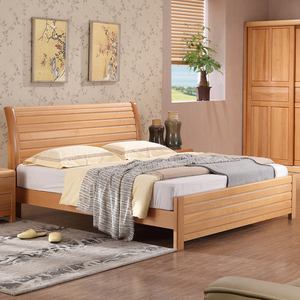 进口榉木床实木床双人床1.5米1.8米大床婚床 简