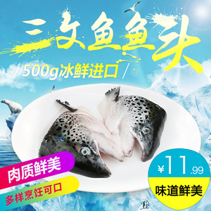 翼贝食品进口新鲜 三文鱼鱼头500克一只装优惠
