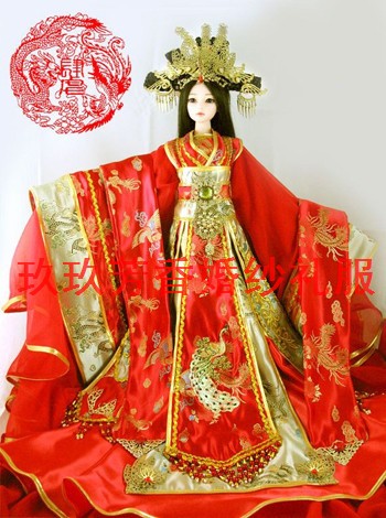 皇帝皇后结婚喜服 汉服婚服 大红色古装婚服 天