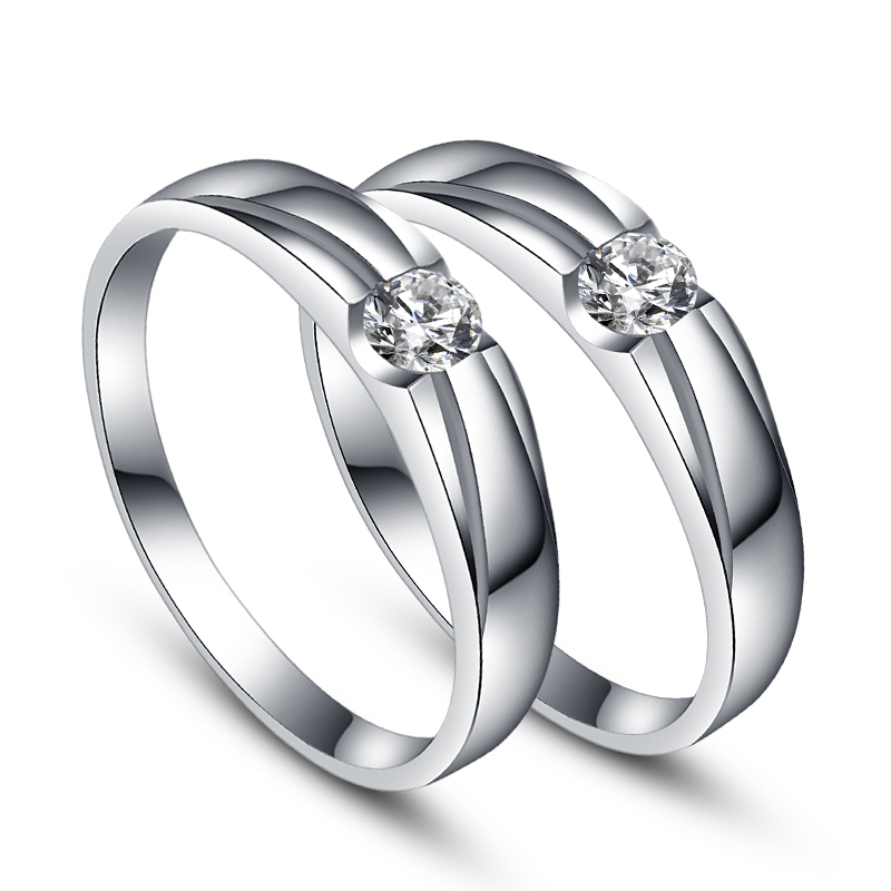 对门居925银情侣对戒结婚求婚钻石戒指DR08