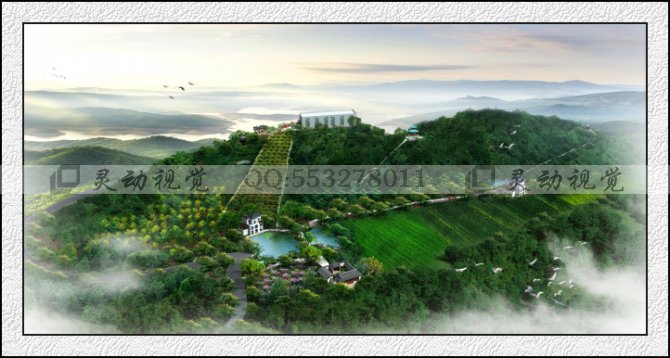 园林景观设计效果图 鸟瞰图制作 ps效果图 生态