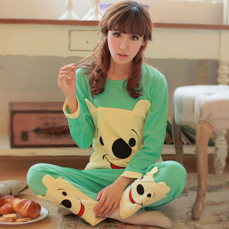 秋<em>冬季</em>长袖<em>睡衣</em> <em>少女</em>纯棉质厚款可爱维尼熊猫