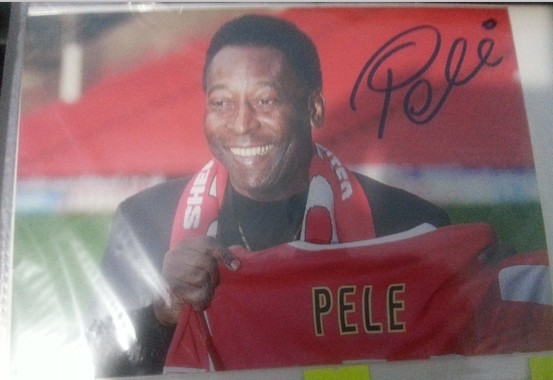 巴西球王贝利官方亲笔签名照,附带回信信封|一