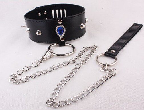 蓝宝石 调教<em>女奴</em> 狗狗项圈 <em>宠物</em>链 情趣颈套 颈