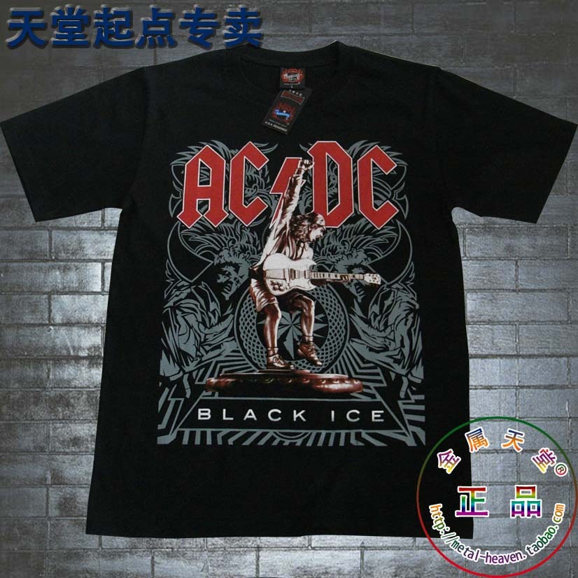 金属天堂正版t恤男款黑色圆领个性时尚纯棉重金属摇滚乐队acdc