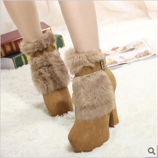 89927】秋冬新款韩版复古女鞋超高跟鞋粗跟防