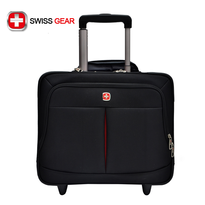 瑞士军刀swissgear拉杆箱14寸旅行登机箱行李箱商务男女电脑包黑