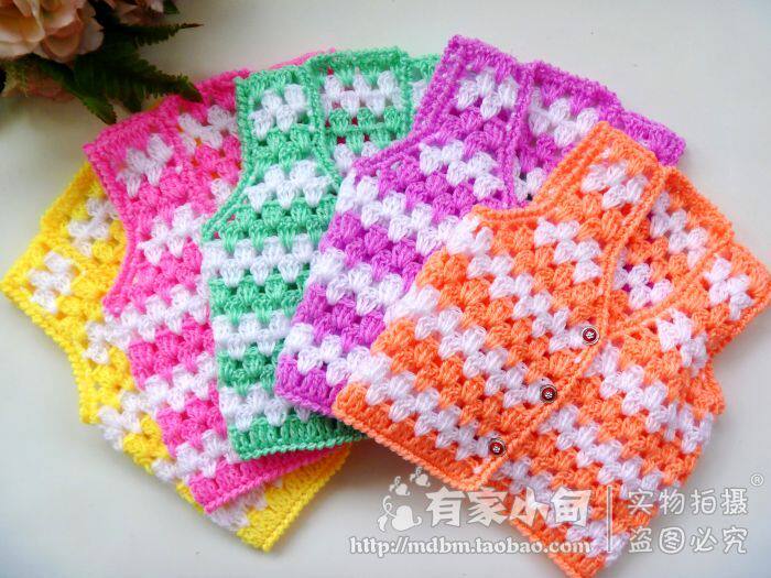 妈妈纯手工<em>编织</em>儿童<em>毛线背心</em>钩针毛衣手工<em>宝宝</em>