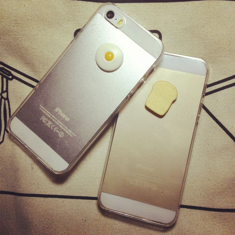 自制玩味吐司\/煎蛋iphone5\/5s\/4\/4s透明手机壳