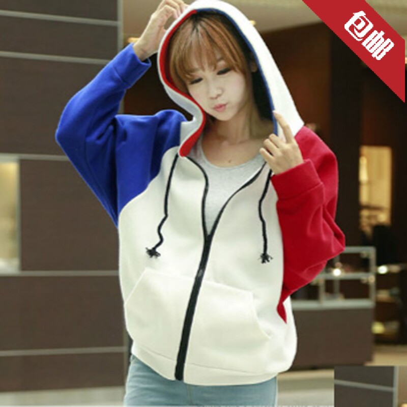 棒球服女<em>exo衣服</em>韩版<em>女装</em>少女春装连带帽拼色