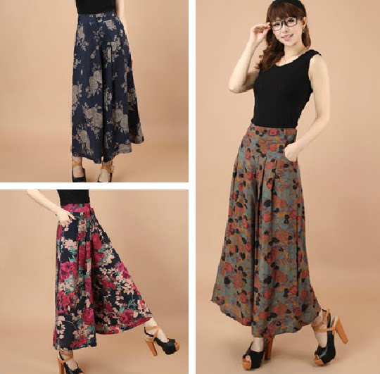 阔脚裤新款<em>女裙裤</em>棉麻中老年大码甩腿裤夏装中