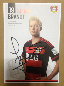 布兰特 亲笔签名官方卡 勒沃库森 2015-2016赛