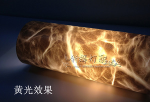 米黄色仿云石透光羊皮纸灯罩材料PVC木雕配