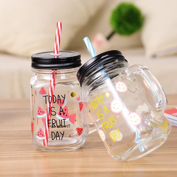 printing pattern fruit Mason Handle glass lid Drinks tea with milk breakfast thickening lemon honey Grapefruitin the Tableware , Cup/Cups/Kettle , Milk Cup/Milk Cup category - from Buy2taobao.com to provide professional Taobao agent buy service