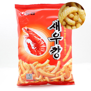  韩国进口 小零食 膨化食品 农心鲜虾味淀粉条 原味虾条 90g