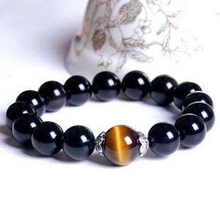  特价天然开光彩虹眼黑曜石 红玛瑙情侣款佛珠手链 黄虎眼石 包邮