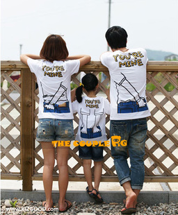  疯卖热卖新款亲子装一家三口装短袖夏季纯棉t恤亲子父女装夏