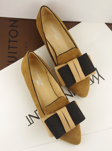  @春夏新款尖头鞋平底鞋单鞋蝴蝶结女鞋子休闲鞋黑色英伦复古