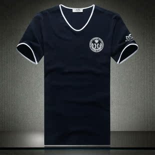  Hermes爱马仕 加大码 短袖t恤男 个性公子 男士v领短袖t恤 纯棉潮