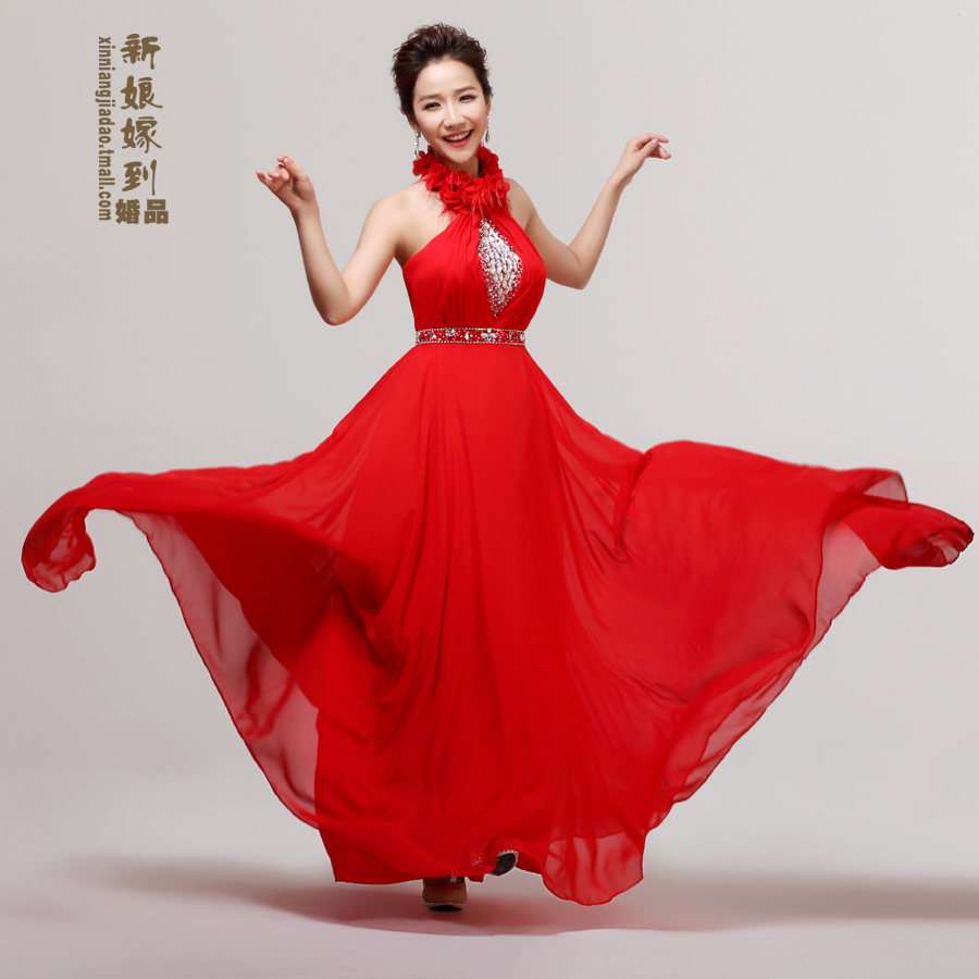 2013新款婚纱礼服 红色甜美花朵晚礼服奢华珠片360度雪纺敬酒服长 2013新款婚纱礼服 红色甜美花朵晚礼服奢华珠片360度雪纺敬酒服长