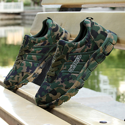 夏季丛林数码迷彩鞋男军鞋跑步鞋网面透气作训鞋超轻软底运动跑鞋