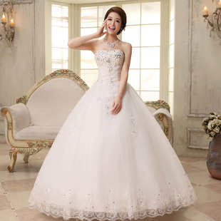 乐悠悠婚纱旗舰店新款韩版奢华水钻抹胸绑带新